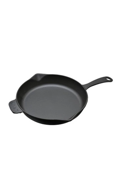 LAVA DÖKÜM DEMİR YUVARLAK KIZARTMA TAVASI 28CM SİYAH METAL SAPLI - 2