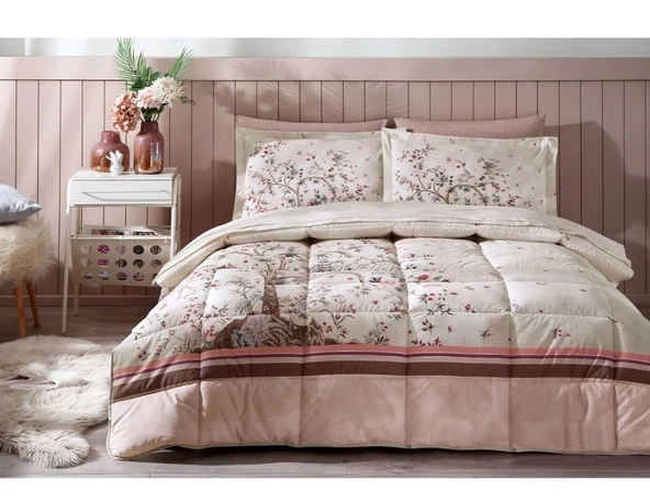 Özdilek Ranforce Çift Kişilik Uyku Seti-Albero In Fiore Pudra - 2