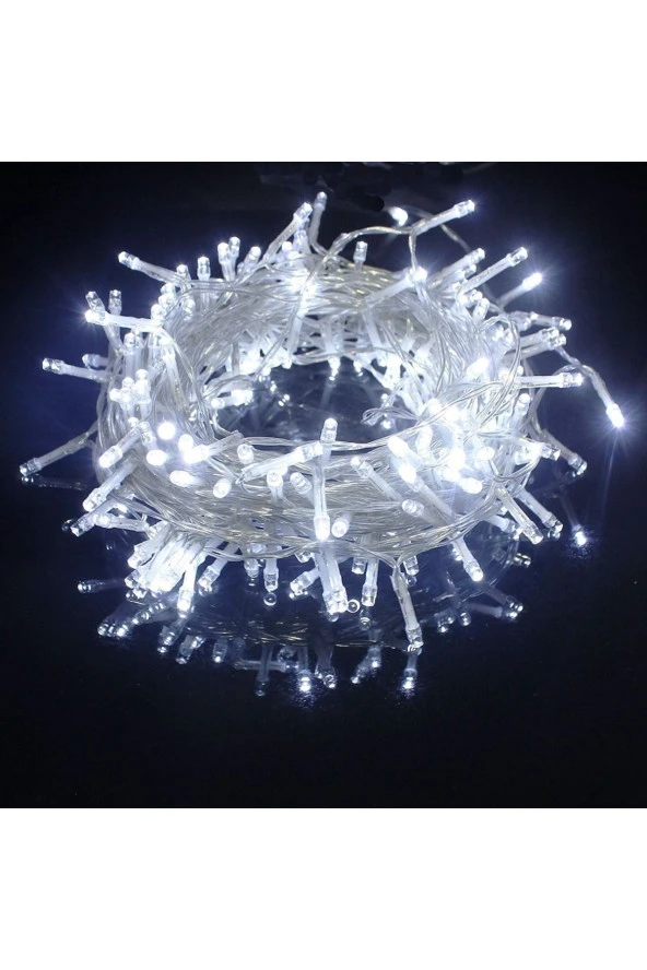 YILBAŞI DEKOR IŞIKLARI 10 METRE 100 LED BEYAZ LED IŞIK BEYAZ İP LED IŞIK MODLU 220 VOLT FİŞLİ MODEL - 4