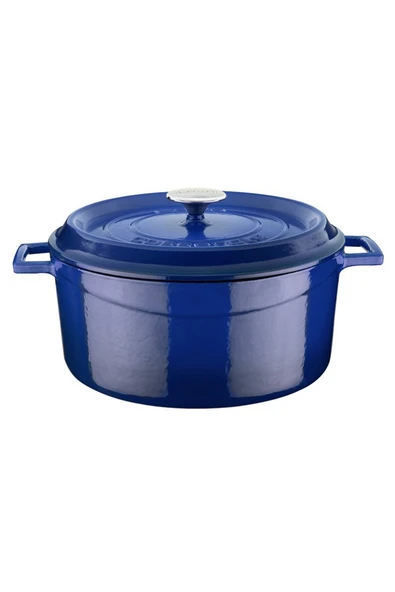 Lava Döküm Derin Yuvarlak Tencere Trendy Çap 24cm Mavi - Resim 5