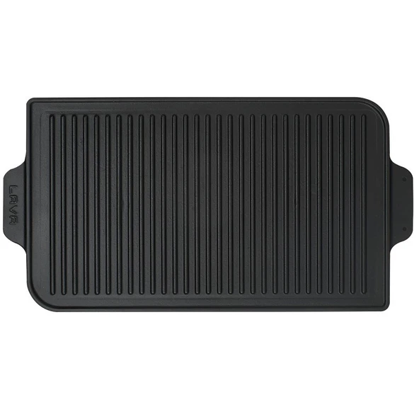 Lava Döküm Griddle Bir Tarafı Düz Diğer Tarafı Izgara Yüzeyli Metal Kulplu Ölçü 26x47cm - 3