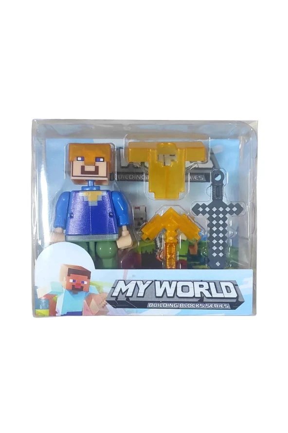 Minecraft 1 Figür 3 Aksesuar 4lü Figür Seti StevE