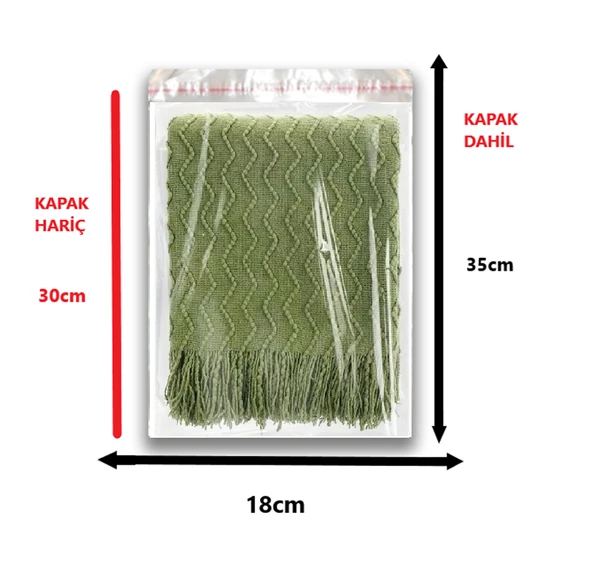 100 Adet (18X30+5) Opp Jelatin Bantlı Yapışkanlı Naylon Poşet - Resim 2