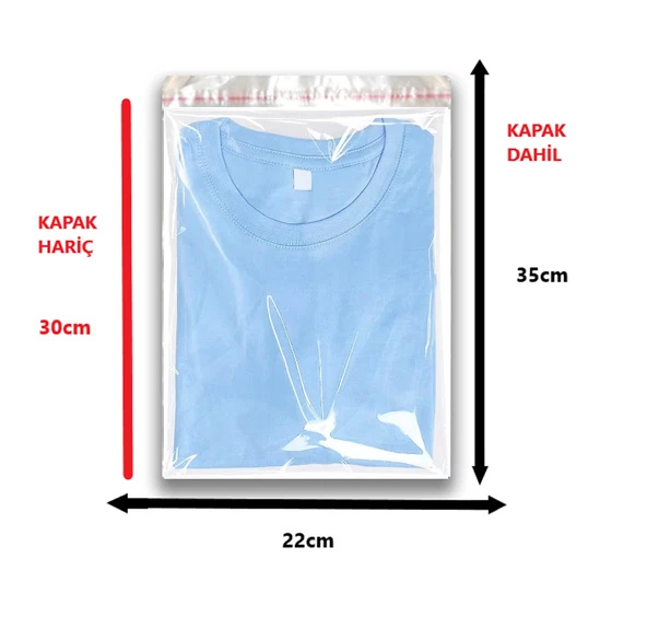 100 Adet (22X30+5) Opp Jelatin Bantlı Yapışkanlı Naylon Poşet - Resim 2