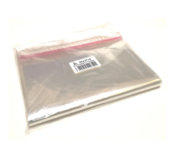 100 Adet (26X37+5) Opp Jelatin Bantlı Yapışkanlı Naylon Poşet - Resim 3