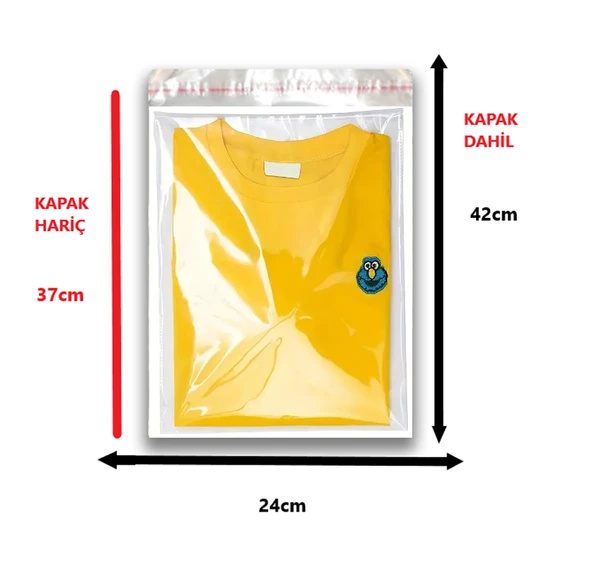 100 Adet (24X37+5) Opp Jelatin Bantlı Yapışkanlı Naylon Poşet - Resim 2