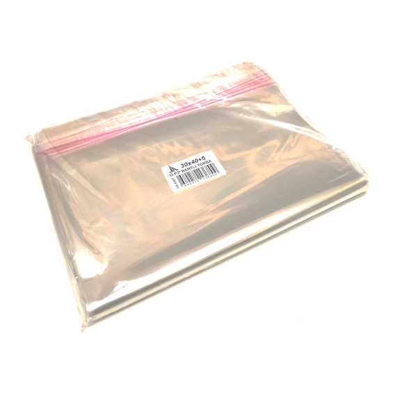 100 Adet (30X40+5) Opp Jelatin Bantlı Yapışkanlı Naylon Poşet - Resim 3