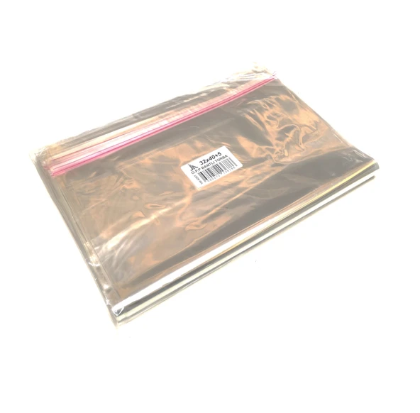 100 Adet (32X40+5) Opp Jelatin Bantlı Yapışkanlı Naylon Poşet - Resim 3