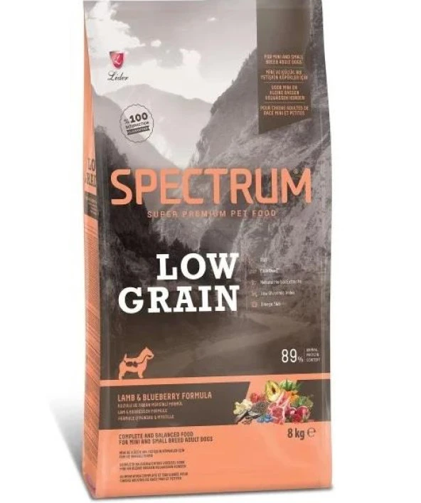 Spectrum Low Grain Kuzulu & Yaban Mersinli Mini ve Küçük Irk Yetişkin Köpek Maması 8 Kg