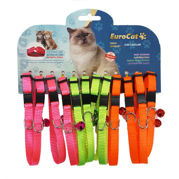EuroCat Renkli Çıngıraklı Kedi Boyun Tasması 12lü