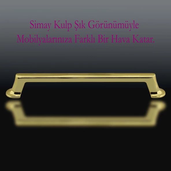 Simay Mobilya Mutfak Dolabı Çekmece Dolap Kapak Kulpu Düz Metal Kulpları Kulbu Kulpu 160 Mm Altın - Resim 3