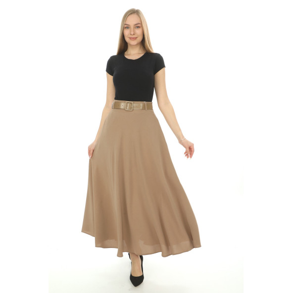 SORALLİNE KADIN BAHARLIK KLOŞ ETEK 779 NOHUT RENGİ