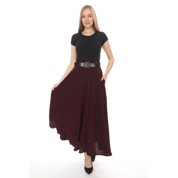 SORALLİNE KADIN KLOŞ ETEK 779 ETAMİN MÜRDÜM