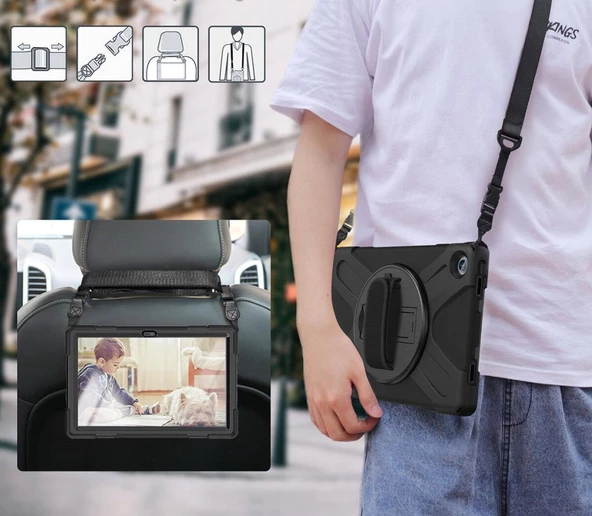 Lenovo Tab M10 Plus 3. Jenerasyon TB-125FU TB-128FU Defender Askılı Zırhlı Tank Case - 11