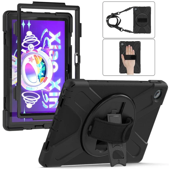 Lenovo Tab M10 Plus 3. Jenerasyon TB-125FU TB-128FU Defender Askılı Zırhlı Tank Case - 5