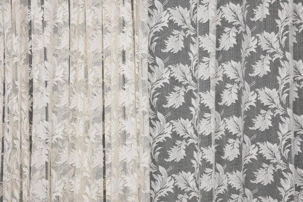 YAPRAK MODEL TÜL KREM RENK TEK KANAT Hazır Pileli Fon Perde 300*260 - Resim 4