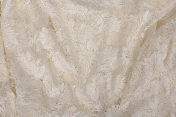 YAPRAK MODEL TÜL KREM RENK TEK KANAT Hazır Pileli Fon Perde 300*260 - Resim 9