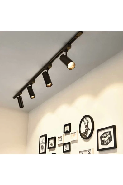 Siyah Kasa Günışığı 6 Adet 30w Ray Spot Vitrin Armatürü 2 mt Raylı Spot Lamba - 4