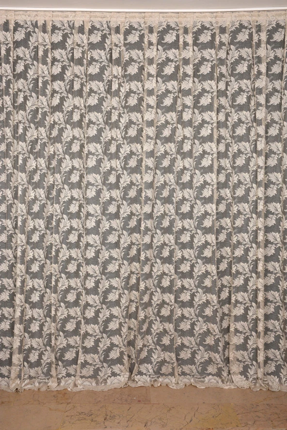 YAPRAK MODEL TÜL VİZON RENK TEK KANAT Hazır Pileli Fon Perde 300*260 ürün görseli 1