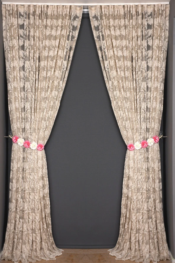 YAPRAK MODEL TÜL VİZON RENK TEK KANAT Hazır Pileli Fon Perde 300*260 - Resim 7