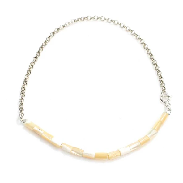 925 Ayar Gümüş Sedef Taşlı Halhal Bileklik ürün görseli 1