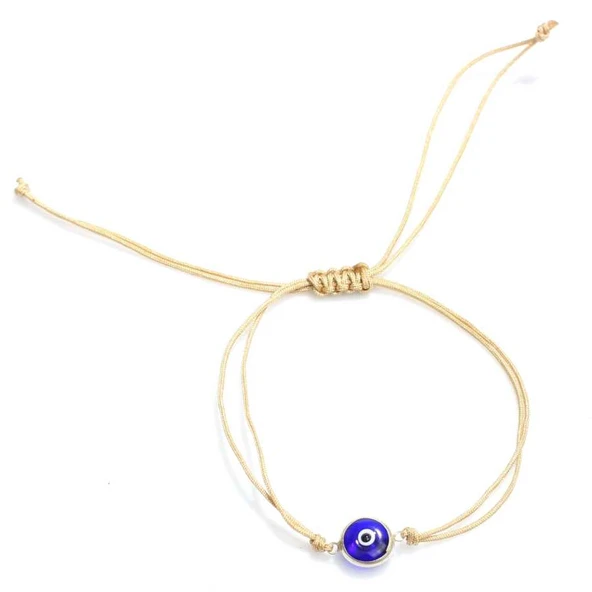 Nazar Boncuğu Krem Renk İpli Bileklik ürün görseli 1