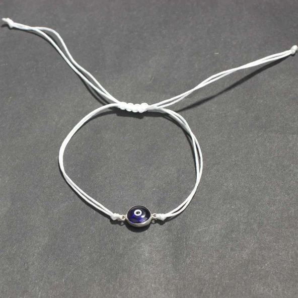 Lacivert Nazar Boncuğu Beyaz İpli Bileklik ürün görseli 1