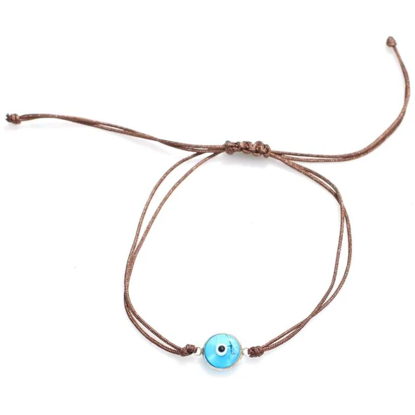 Nazar Boncuğu Kahverengi İpli Bileklik - Resim 3