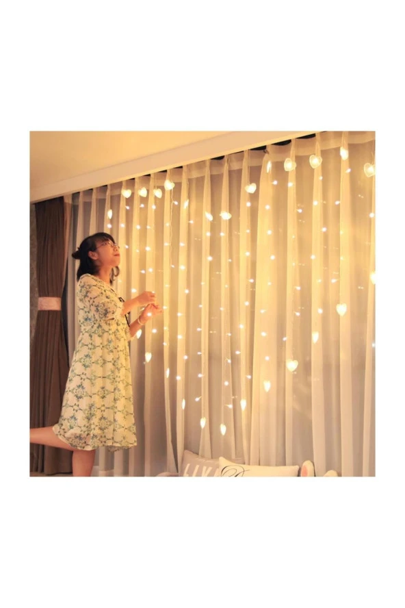 Kalp Şeklinde Gün Işığı Perde Led Fişli 2x1,50 cm - 2