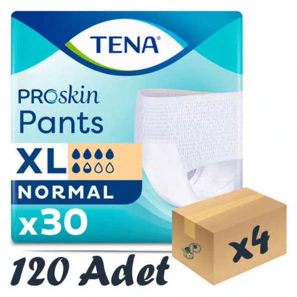 TENA ProSkin Pants Normal Emici Külot, En Büyük Boy (XL), 5.5 damla, 30lu 4 Paket 120 Adet