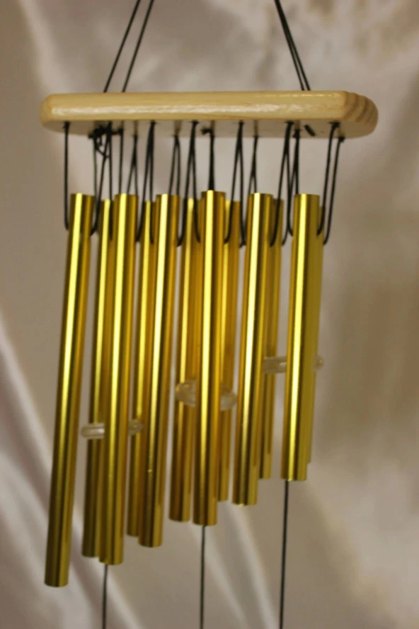 Deprem Zili Çanı Rüzgar Çanı Zili Feng Shui Yin Yang Şık Boru Orta Boy Gümüş - Resim 2