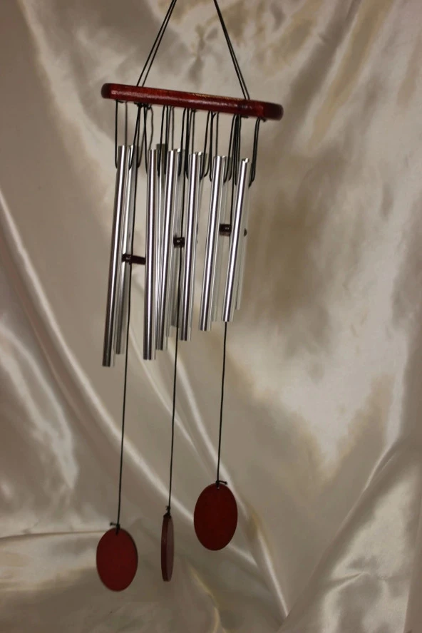 Deprem Zili Çanı Rüzgar Çanı Zili Feng Shui Yin Yang Şık Boru Orta Boy Gümüş - Resim 7