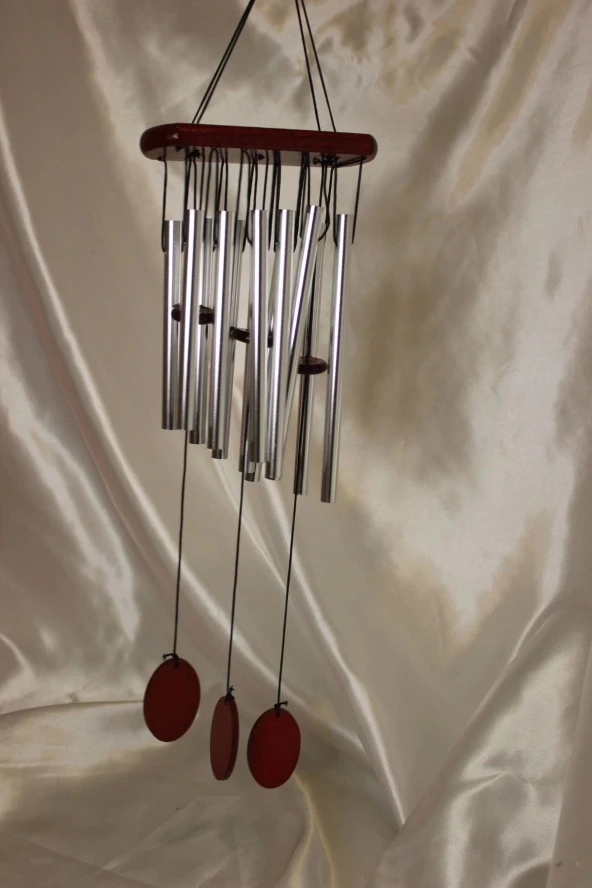 Deprem Zili Çanı Rüzgar Çanı Zili Feng Shui Yin Yang Şık Boru Orta Boy Gümüş - Resim 10