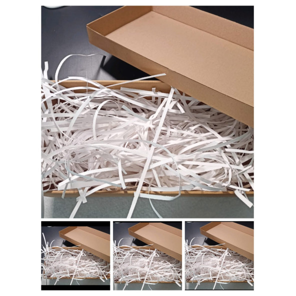 hediye kutusu için kırpık beyaz şerit düz kağıt 50gr süsleme 20-40-12cm kutuya yeterli 4takım
