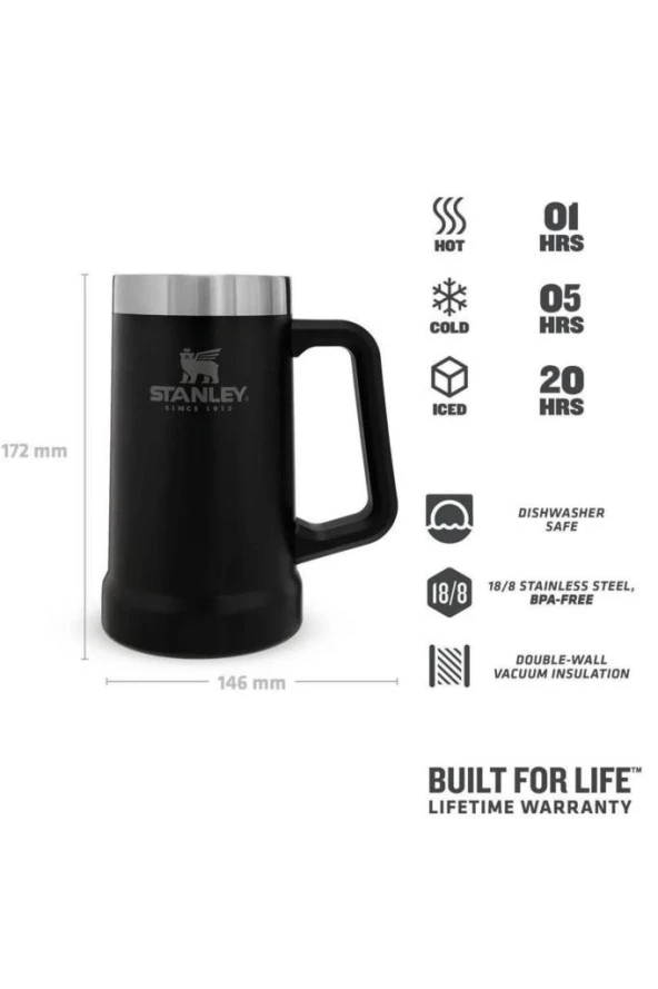 10-02874-034 Adventure 0,70 Litre Vakumlu Termos Bardak - Siyah - Resim 3