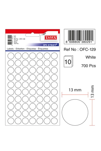 TANEX 129 BEYAZ OFİS ETİKETİ