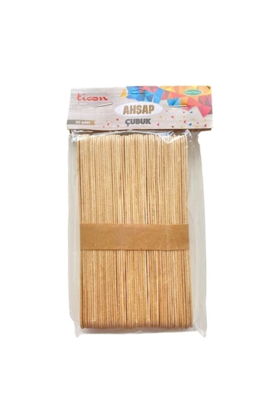 AHŞAP ÇUBUK BÜYÜK BOY.50 Lİ PAKET NATUREL - 2