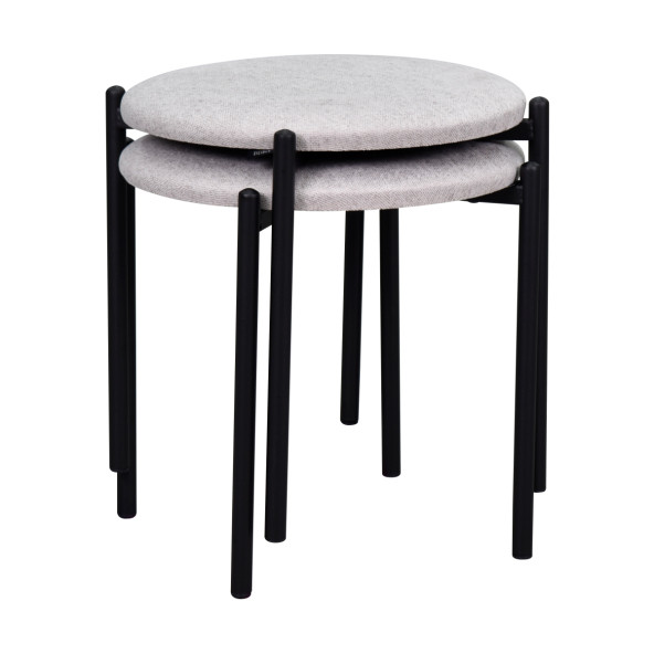 Vilinze Nil Siyah Metal Ayak İstiflenebilir Mutfak-Balkon Taburesi (2 Adet) - 2