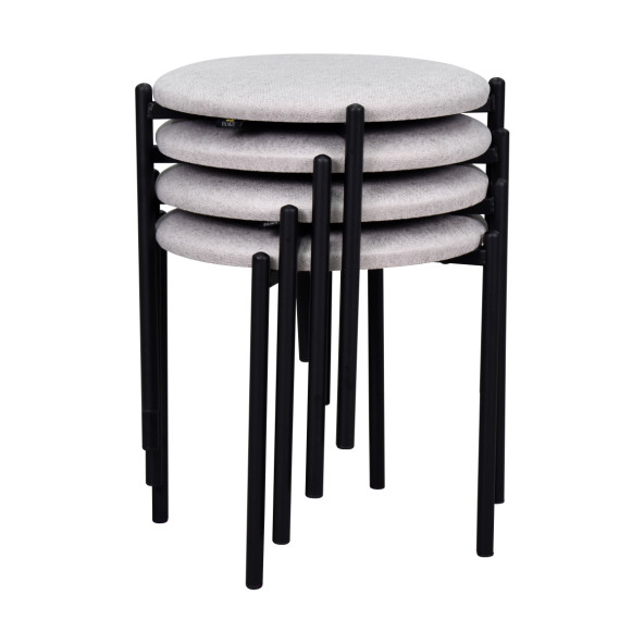 Vilinze Nil Siyah Metal Ayak İstiflenebilir Mutfak-Balkon Taburesi (4 Adet) - 2