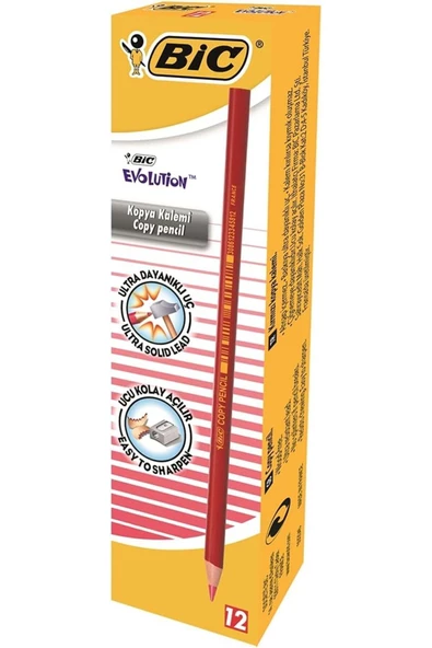 Bıc Evolutıon Kırmızı Kopya Kalemi 12'li Paket- ürün görseli