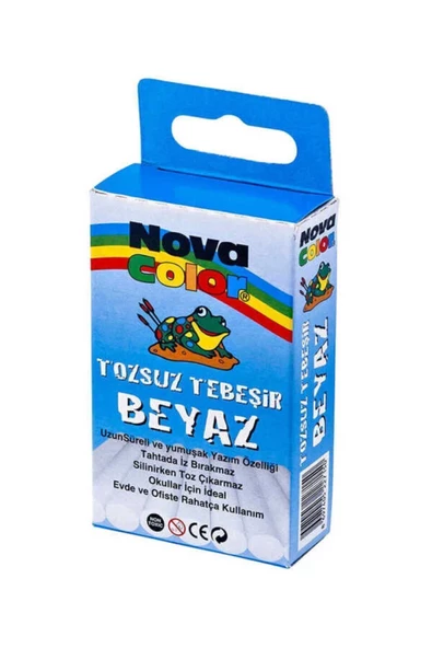 N.COLOR TOZSUZ TEBEŞİR 10LU BEYAZ - Resim 2