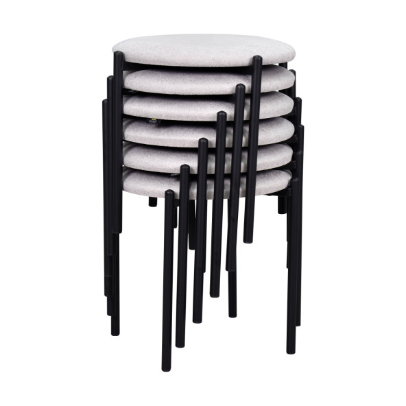 Vilinze Nil Siyah Metal Ayak İstiflenebilir Mutfak-Balkon Taburesi (6 Adet) - 2