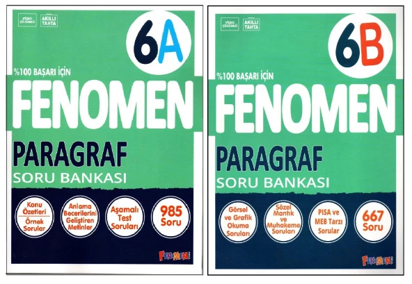 Fenomen 6. Sınıf Paragraf (A)+(B) Soru Bankası 2 Kitap