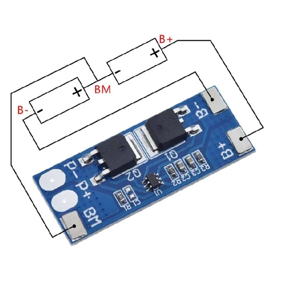 2S 8A 7.4V BMS Pil Koruma Balans Kartı 18650 lityum Li-ion Batarya - Resim 2