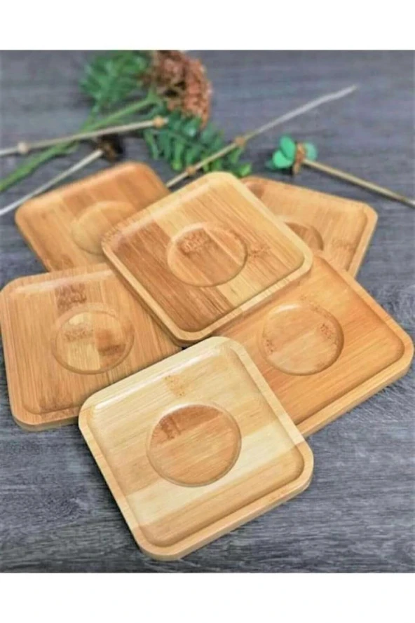 Bambu 6 Adet Kare Çay Tabağı Bardak Altlığı - 2