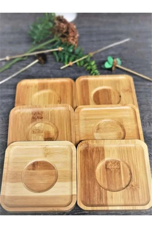 Bambu 6 Adet Kare Çay Tabağı Bardak Altlığı - 3