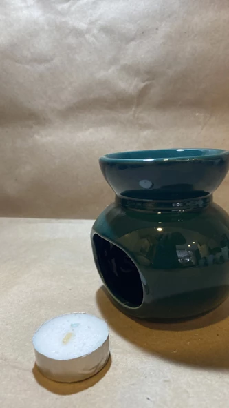 Buhardanlık ebru boyama lotus çiçeği seramik buhurdanlık hand made el işi - 6