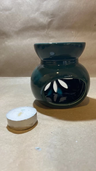 Buhardanlık ebru boyama lotus çiçeği seramik buhurdanlık hand made el işi - 5