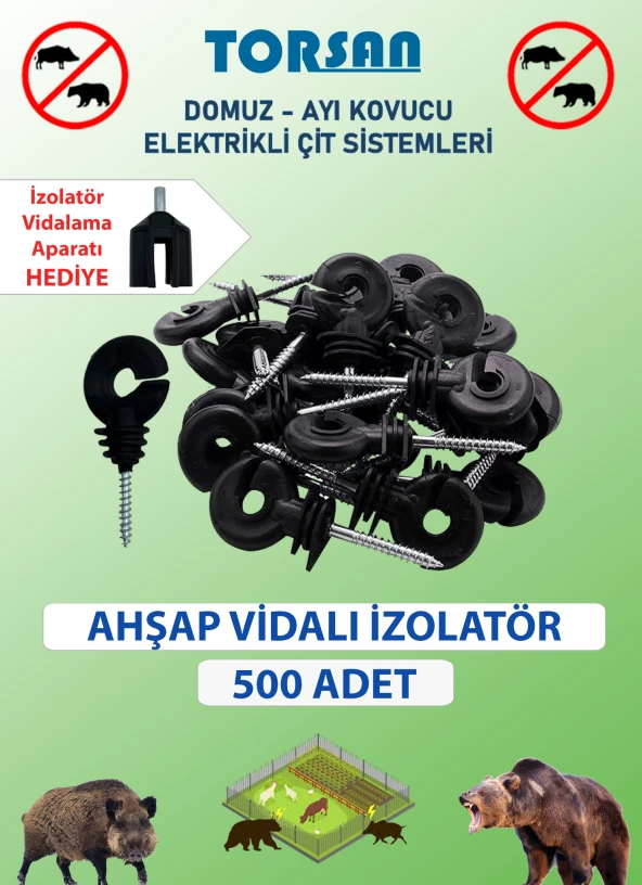 Elektrikli Çit Tel Ahşap Vidalı İzolatör 500 ADET