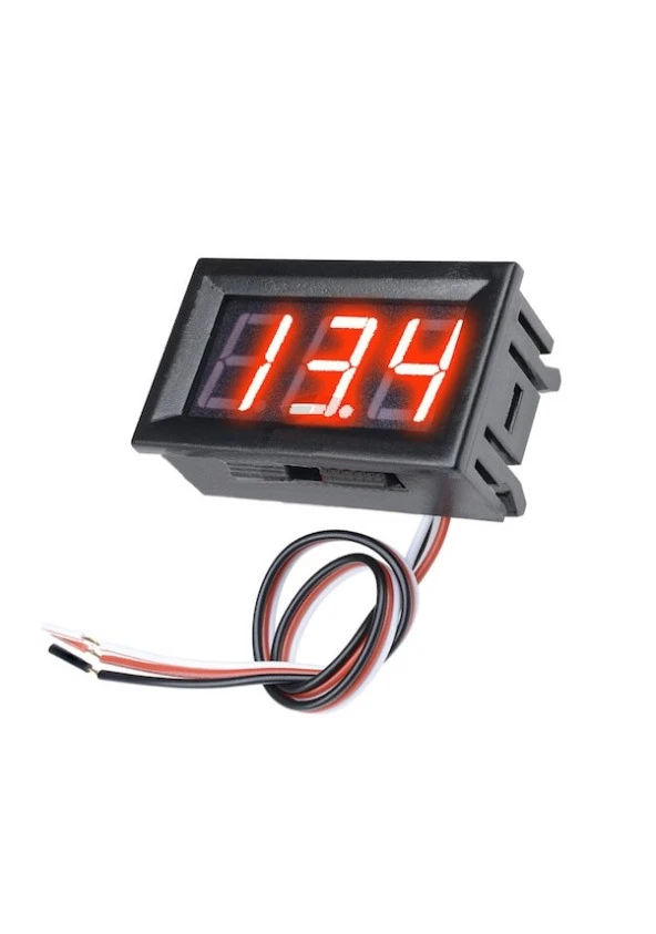 0.56 İnch Dc 0-30V Dijital Voltmetre Kırmızı  3 Telli Panel Tip